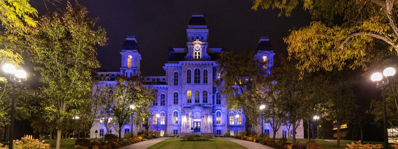 Candles lit on a wall during remembrance week at Syracuse University.