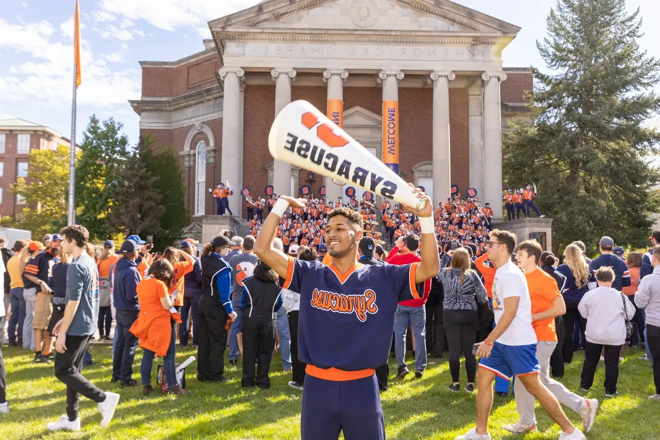 Students on the quad during the Orange Central tailgate.